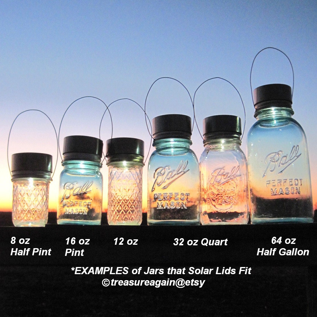 4 Solar LIDS Mix Mason Jar Lights Includes 2 Hanging Mason