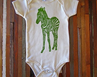 Eco Friendly Baby - Organic Cotton Onesie - Screen Printed American Apparel Baby Onesie - Zebra - Eco Friendly - Handmade (You pick size)