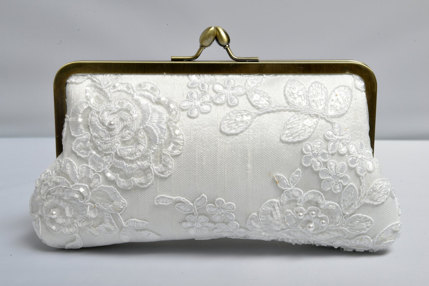 white wedding purse