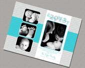 Multiple photo christmas cards, scripture holiday cards, turquoise and gray damask, happy holidays, printable file (425) Il_170x135
