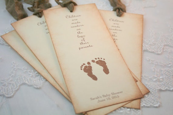 for baby shower neutral favors Favors Neutral Choose Bookmark You Personalized Baby Footprints Shower