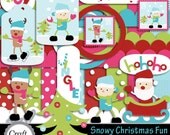 Christmas Clipart Christmas Stamps Christmas Gift Wrap Gift Tags Christmas Cards Digital Scrapbook Kit Craft Supplies Snowy Christmas Fun Il_170x135