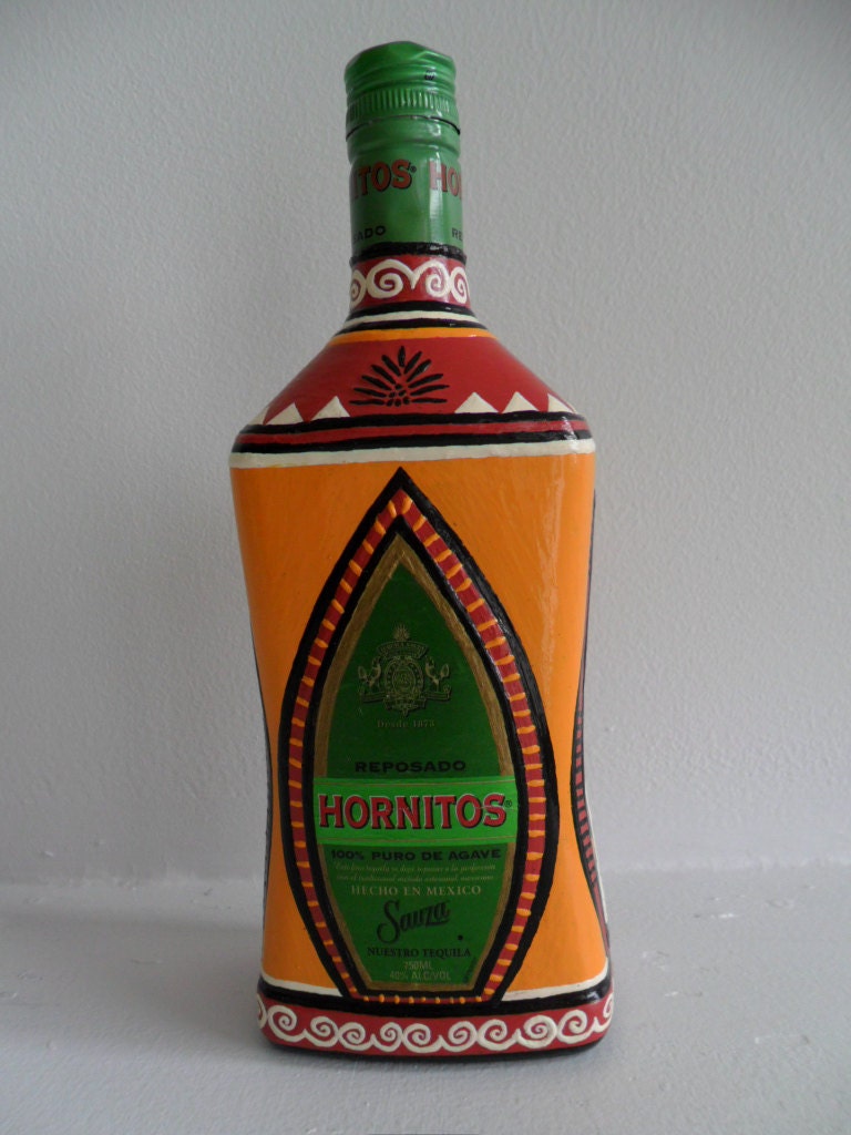 Decorative Handpainted Hornitos Tequila Bottle