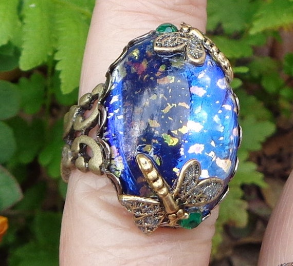 ON SALE Vintage Crystal Dragonfly Ring by STEAMPUNKitis steampunk buy now online
