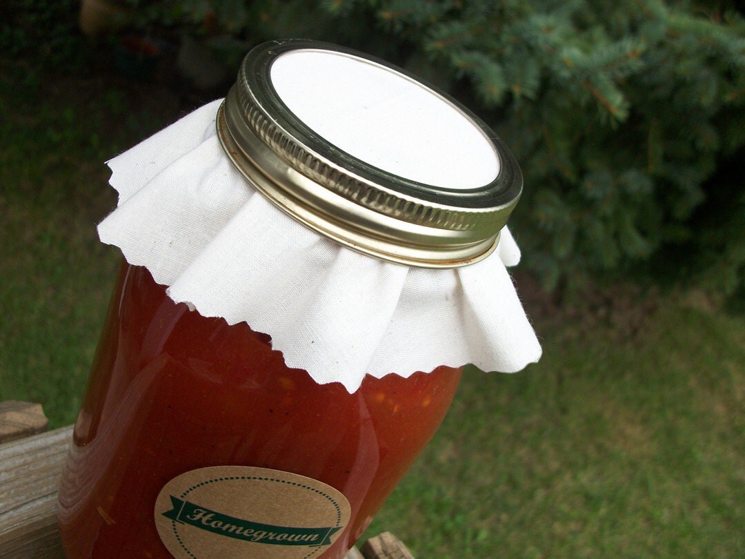 12 White Muslin Jam Jar Covers Cloth Toppers fabric for mason