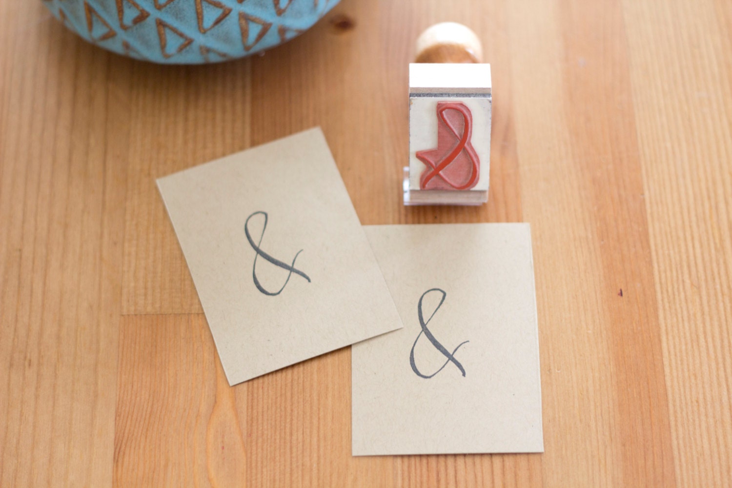 Ampersand Stamp Rubber Stamp Wood Handle Stamp Hand Written And