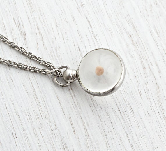 Vintage Mustard Seed Pendant Necklace 1960s Silver Tone