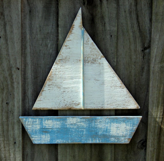  Beach  y Weathered Sail Boat Lake House Decor by 