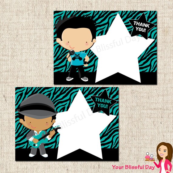PRINTABLE Boy Rock Star Thank You Cards (Character of your choice) Il_570xn
