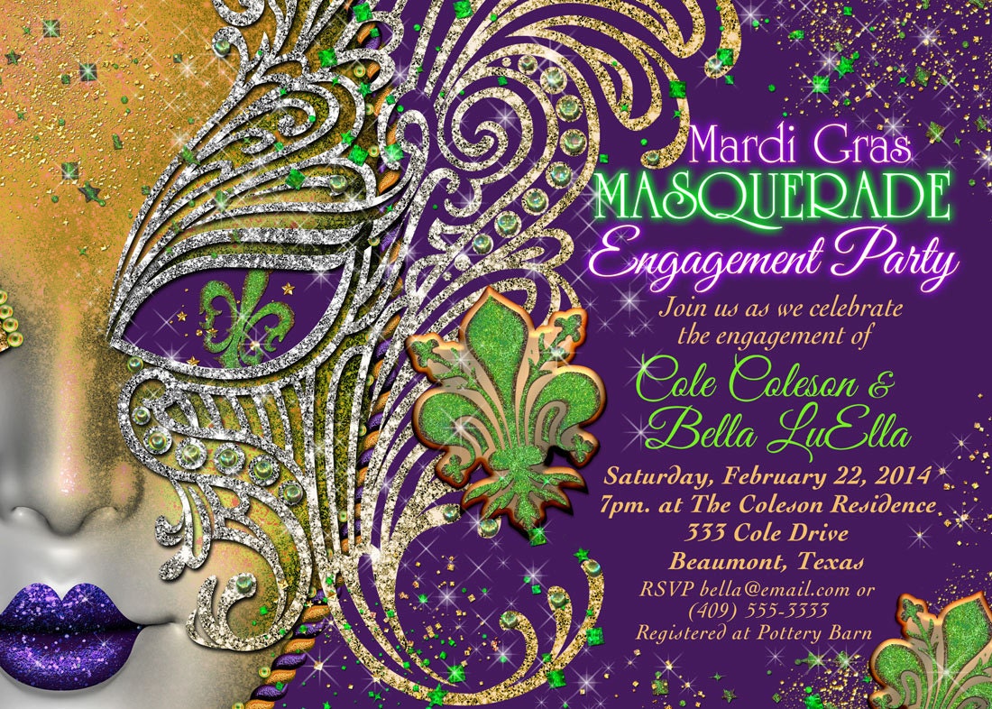 Mardi Gras invitation. Mask chalkboard. Mardi Gras Party