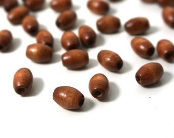 Brown Wood Beads, 9mm x 6mm handcut ovals, 100 eco-friendly wooden beads (790R)