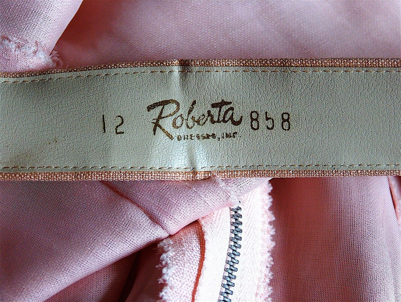1960 Pink Linen Dress by Roberta size 12