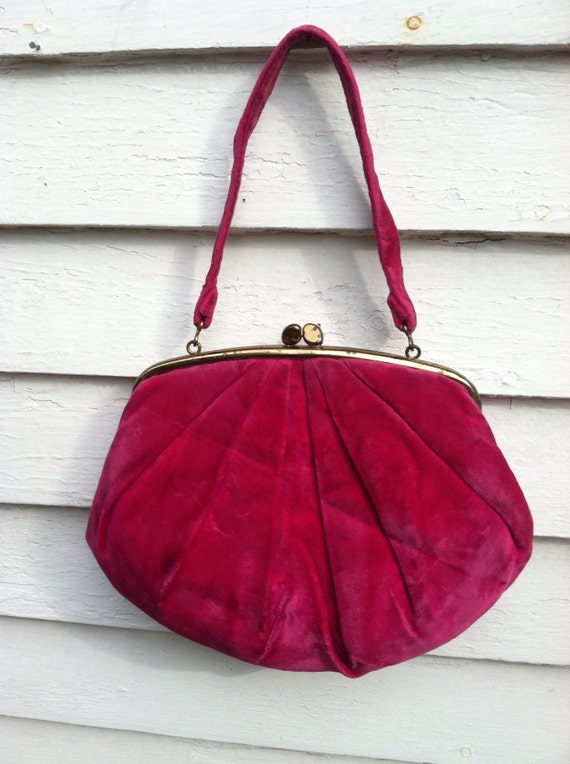 Vintage Pink Velvet Purse Handbag