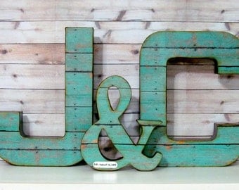 Wedding Letter Set Large With Ampersand Rustic Decor Wedding Letter Set Large With Ampersand Rustic Decor