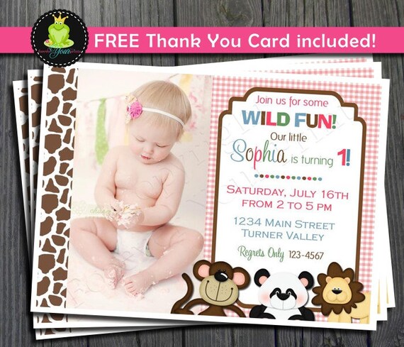 Jungle Birthday Invitation - FREE Thank You Card included Il_570xn