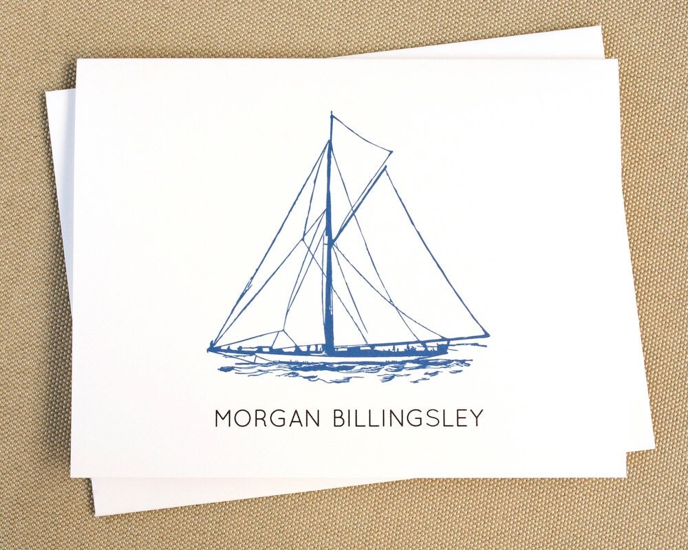 Personalized Sailboat Stationery with Name / Nautical