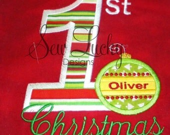 1st Christmas applique design - machine embroidery design- Many formats - INSTANT DOWNLOAD