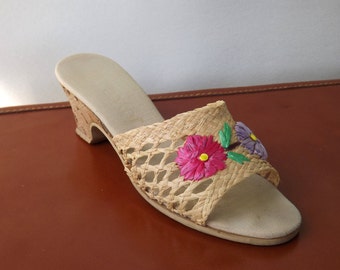 YOKI ELONA Women's Chunky Cork Heels With Crochet Sandals