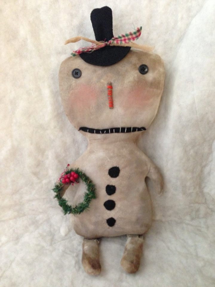 Primitive Christmas Snowman Doll Ready To Ship by primitivenook