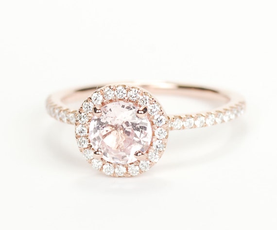 Rose gold engagement rings halo