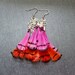 Hot Pink and Neon Orange Feather Earrings Fun Fall Fashion Jewelry Chain Earrings that Dangle