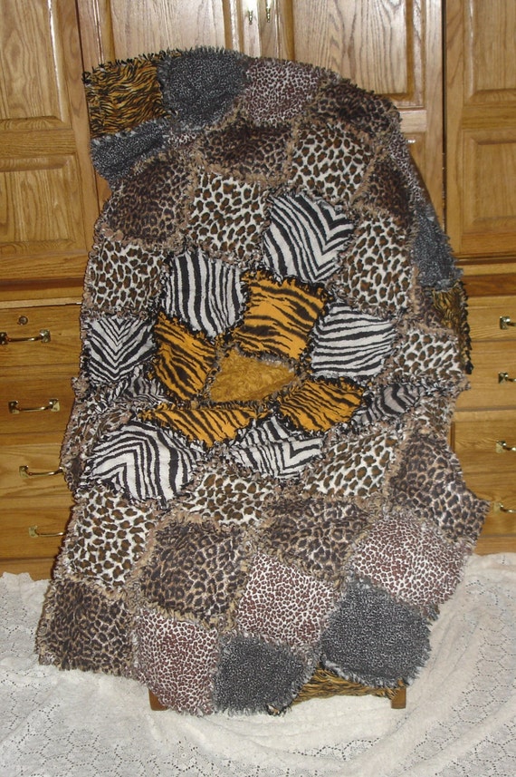 animal print rag quilt blanket cotton flannel jungle big cat