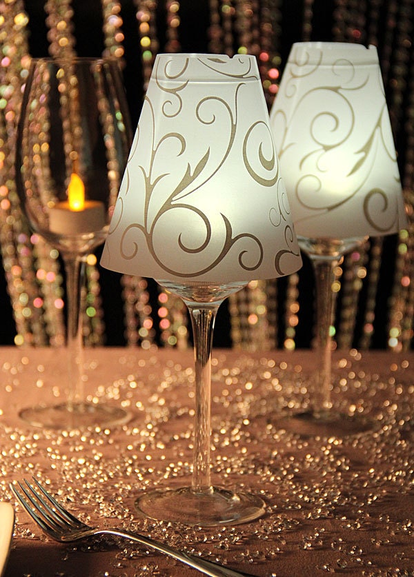 36 Wine Glass Shades Swirl Print Vellum Lamp Shades David
