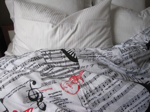 Bettwäsche noten noten gitarre print bettdecke von nurdanceyiz