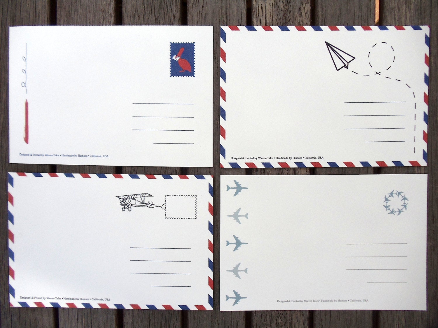 Air Mail Postcard Set 4 Cards