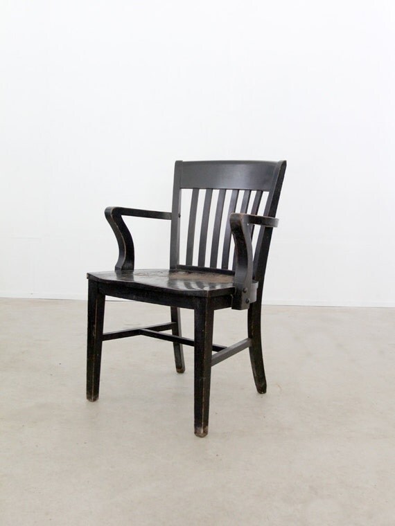 vintage wood chair / library or office chair by 86home on Etsy