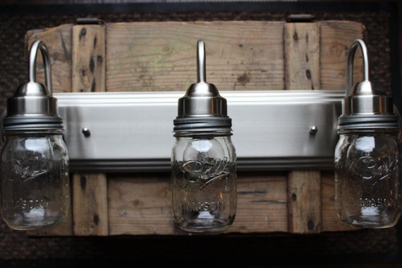 Mason Jar Vanity Light // Brushed Nickel // Rustic Decor
