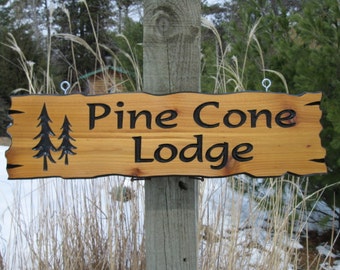 Personalized Cabin Signs - Routed Wooden Signs - Wooden Cabin Signs - Campsite Signs - Cedar Signs - 22" x 6"
