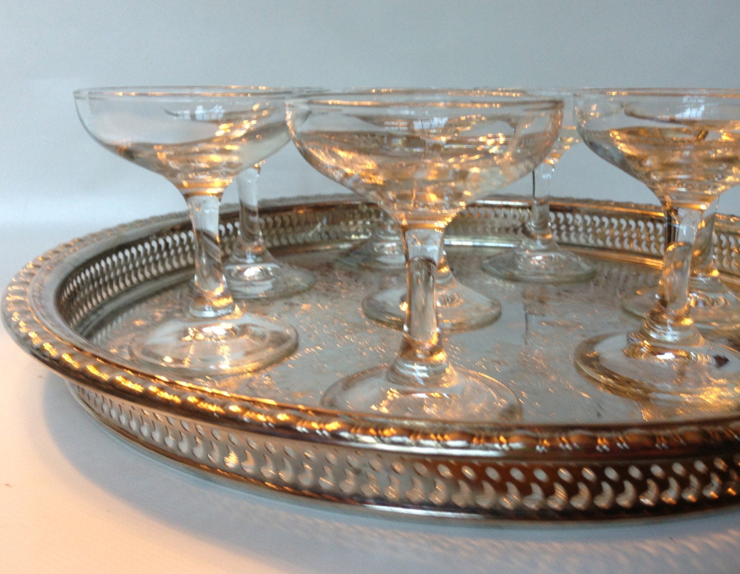 Silver Tray 12 inch Gallery Butler Cocktail Haute Juice