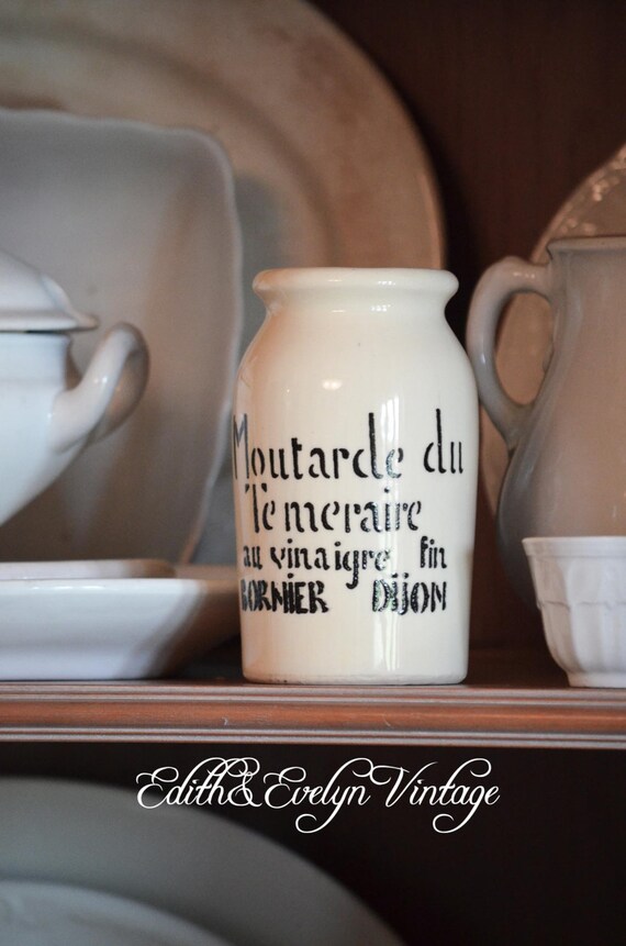 Vintage French Mustard Pot Crock Moutarde