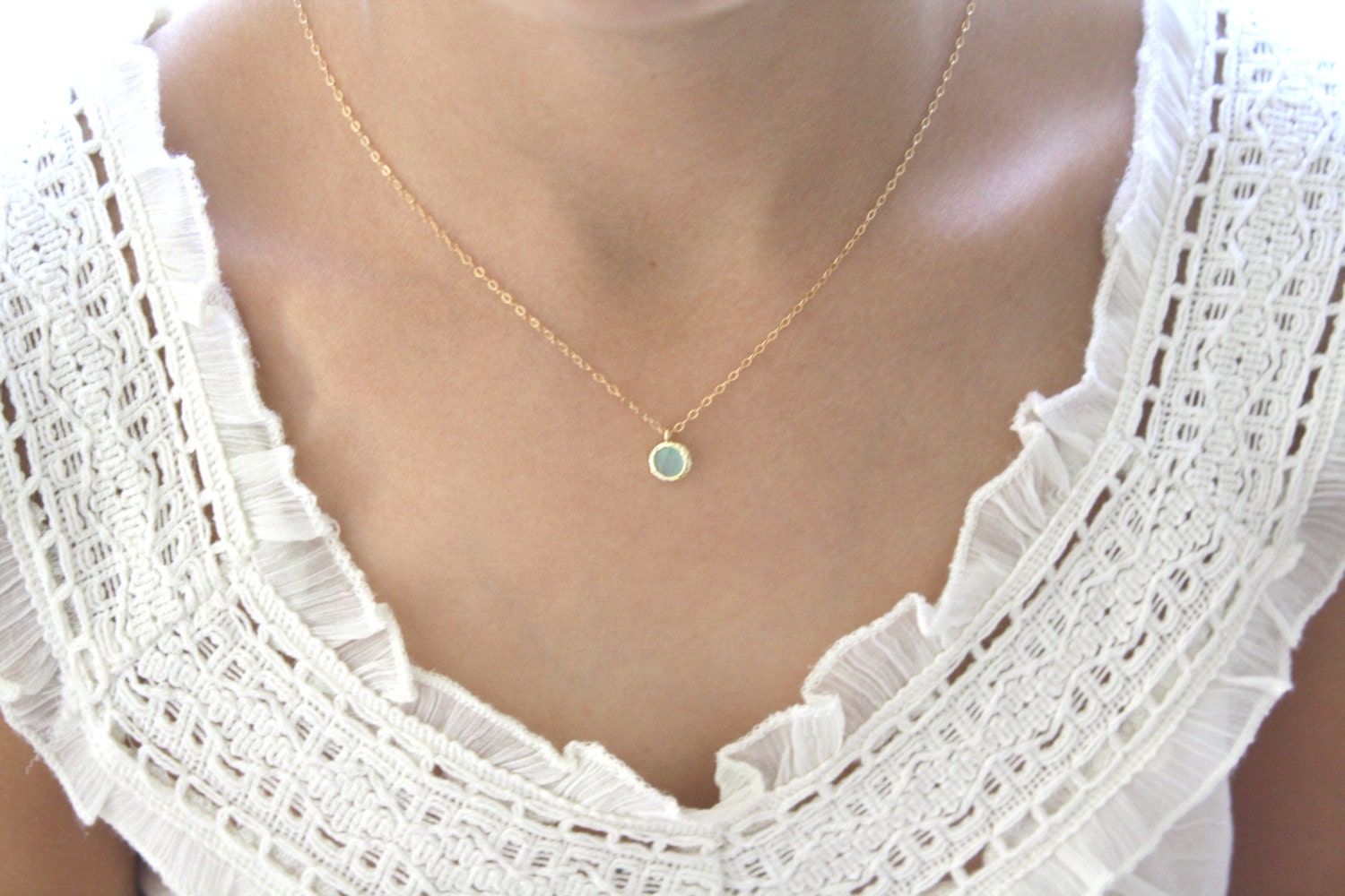 Gold Necklace, Mint Necklace, Bridesmaid Necklace, Mint Wedding, Christmas Gift, Best Friend Gift, Girlfriend Gifts, Gifts for Her, Teens