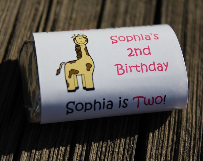 Girl or Boy Giraffe Mini Candy Bar Wrappers for 1st 2nd 3rd 4th Birthday Party ~ Baby Shower Favoars ~ Baby Sprinkle