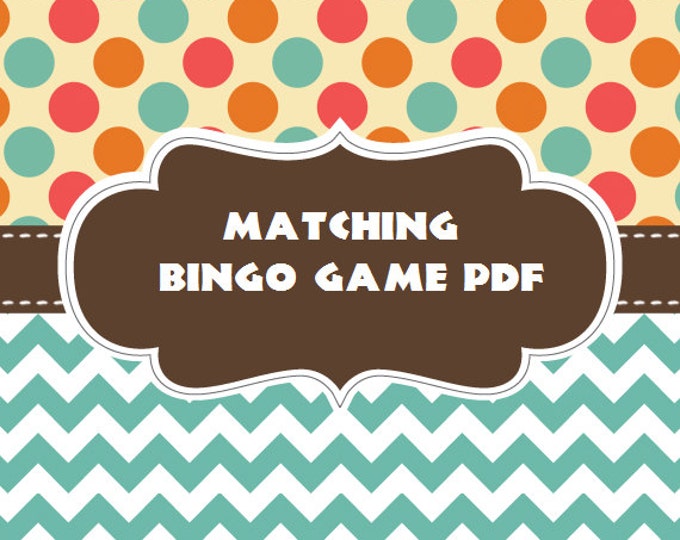 Matching Bingo Game card ~ Printable PDF File Download