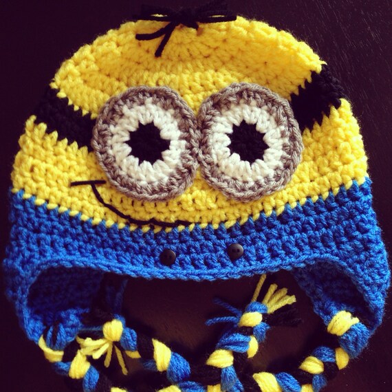 Items similar to Adorable Baby or Toddler Boy Crochet Earflap MINION ...