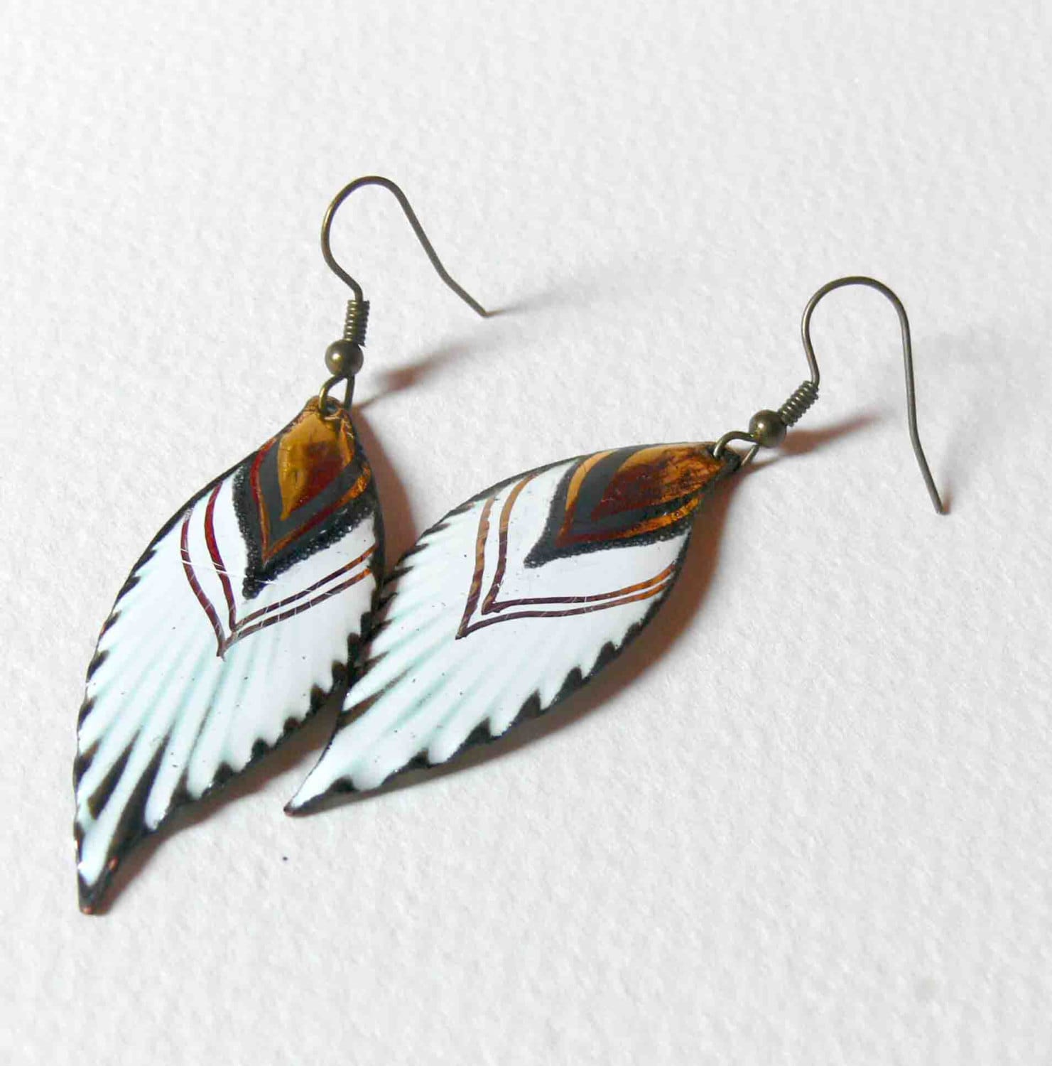 Native american feather earrings 24 carat gold by NiadaJewellery