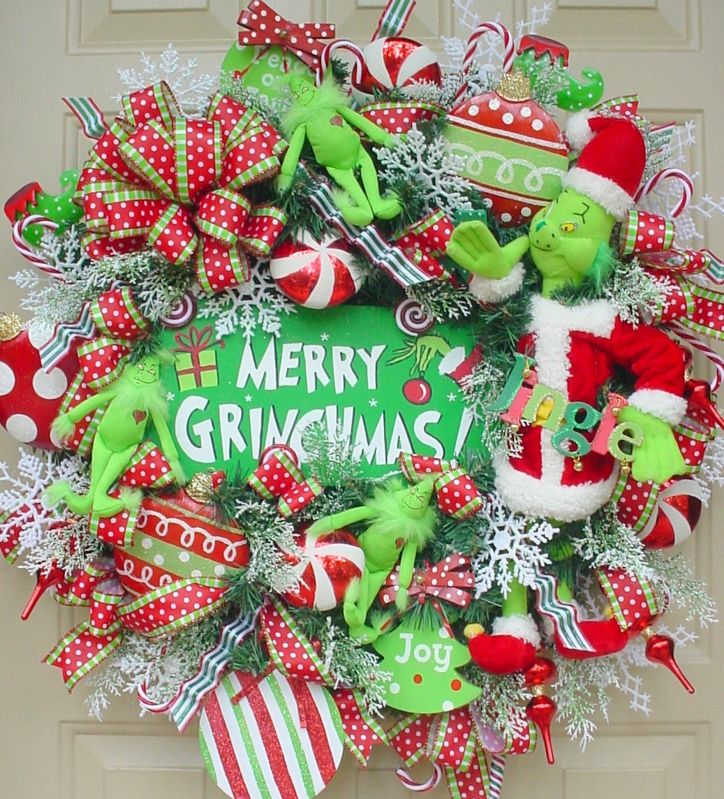 Merry Grinchmas-Snowflakes-Grinchs Candy Canes by SeasonalWreaths