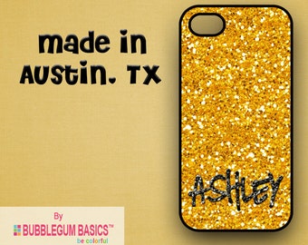 Custom Phone Case iPhone 6 5/5S 4/4S Samsung Galaxy S4 S5 - Glitter Bling Gold - Monogrammed Personalized