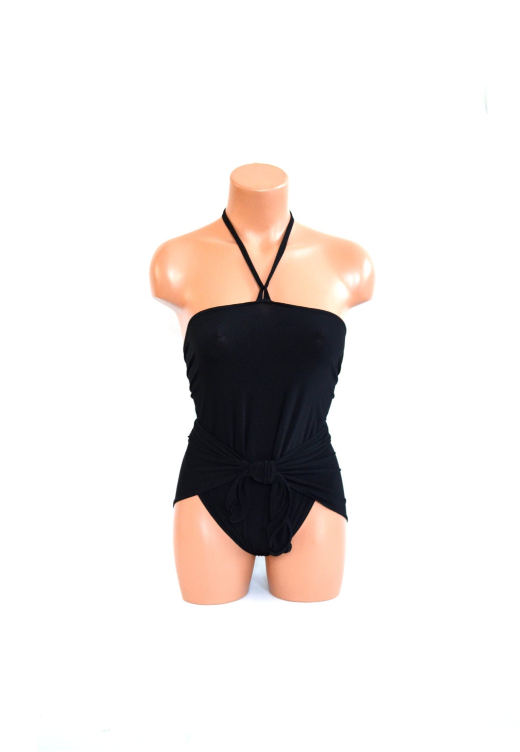 Extra Small Bathing Suit Classic Black Wrap Around Swimsuit
