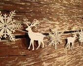 Christmas garland, deers and snowflakes