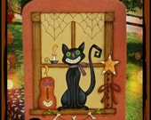 E PATTERN - Halloween Window - Grinning Cat & Pumpkin - Cute and Colorful - Design by Rhonda Bowers, Painted by Sharon Bond - FAAP