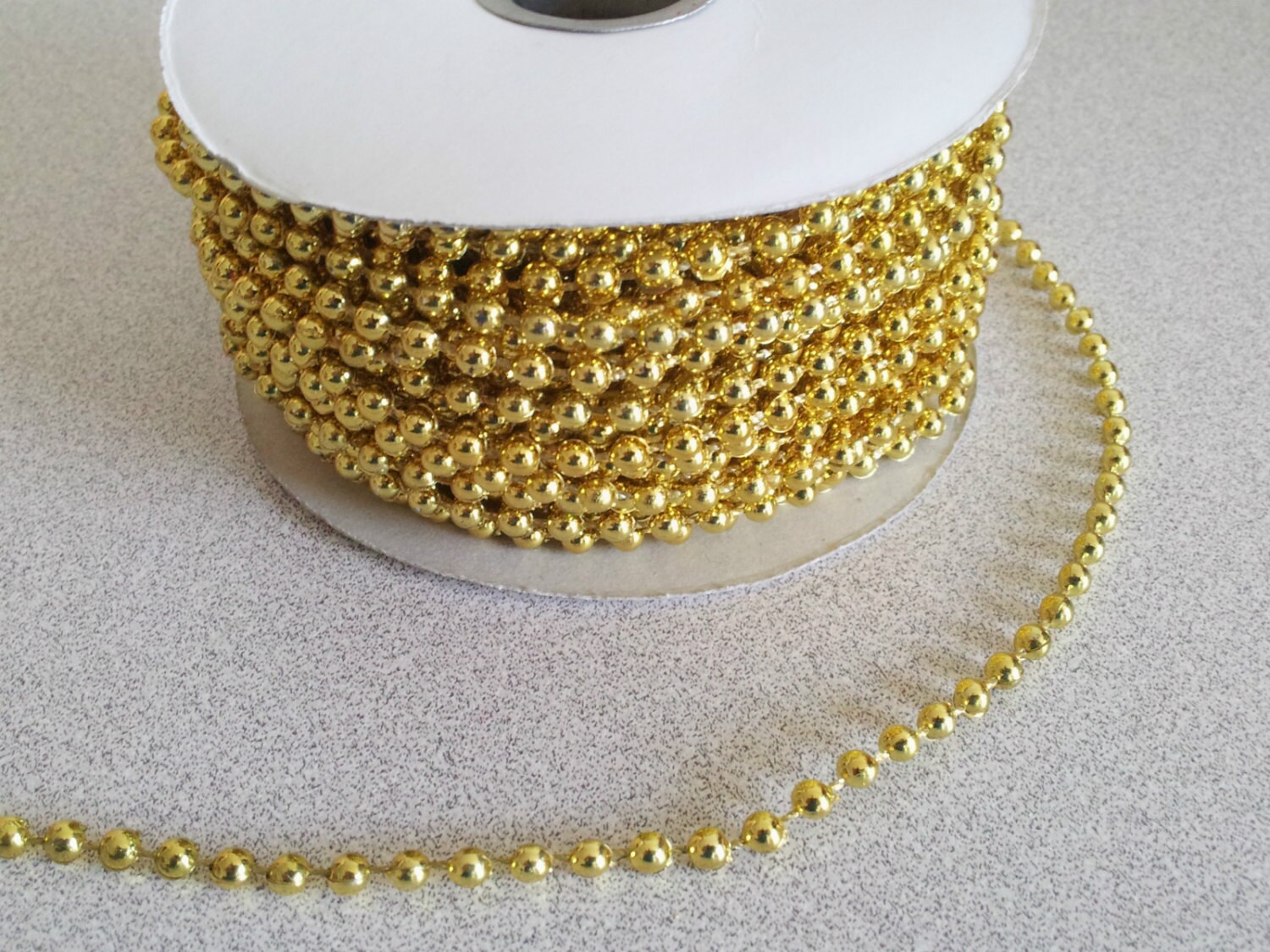 4 yds 4mm Gold Faux Pearl String/Rope