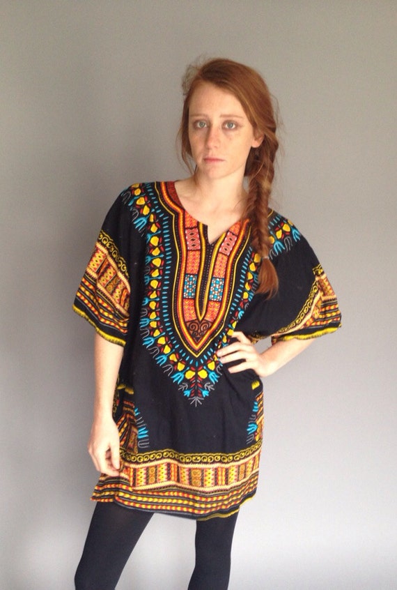 70s Dashiki India Tribal Mini Dress by strangemagickvintage