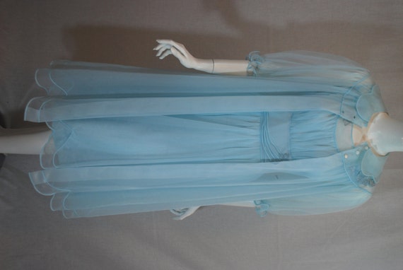 1950s Shadowline Blue Peignoir Set 36 Medium Large