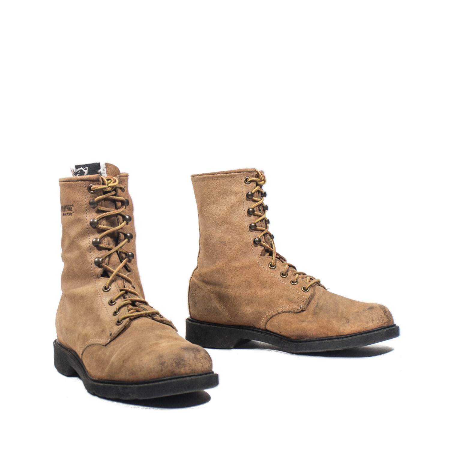 Vintage Wolverine Work Boots Boar Hide Roughout Leather Rugged