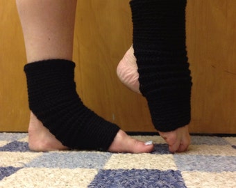 Yoga Socks in Acrylic Wool Blend in Black -- for Yoga, Dance, Pilates, Pedicures