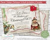 Classic Vintage Christmas Party Invitation - INSTANT DOWNLOAD - Traditional Christmas Colours Family Invitation by Sassaby Il_170x135